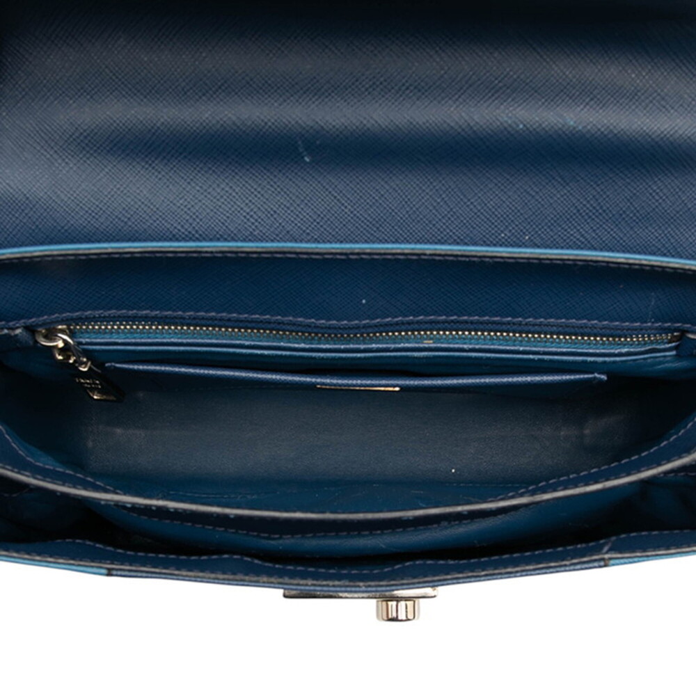PRADA Blue Leather Saffiano Shoulder Bag - Picture 4 of 7